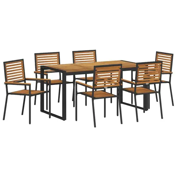 Lågt pris vidaXL Trädgårdsmöbelset 7 pcs Svart och Brunt konstrotting
