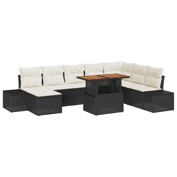 Begränsat antal vidaXL Trädgårdsoffset med lagring 9 pcs Svart Poly rattan
