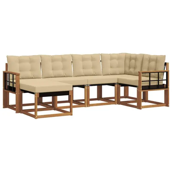 vidaXL Utomhussoffset med kudde 6 pcs Naturlig och Beige Säker betalning