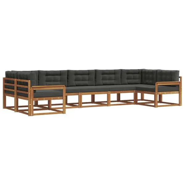 vidaXL Utomhussoffset med kudde 7 pcs Naturlig och Antracit Köp nu