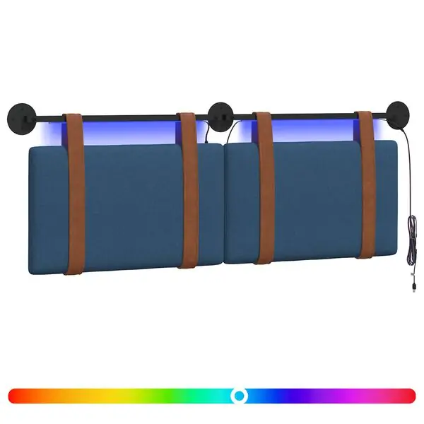 vidaXL Hängande sänggavel Med LED-lampa Blå Antik PU Köp nu