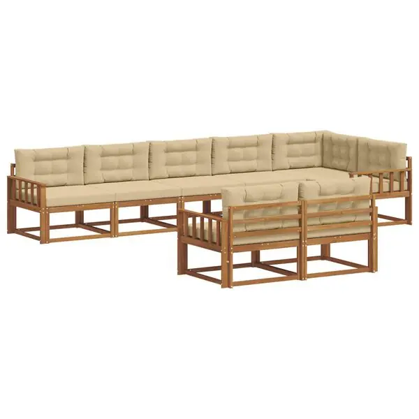 Sänkt pris vidaXL Utomhussoffset med kudde 8 pcs Naturlig och Beige