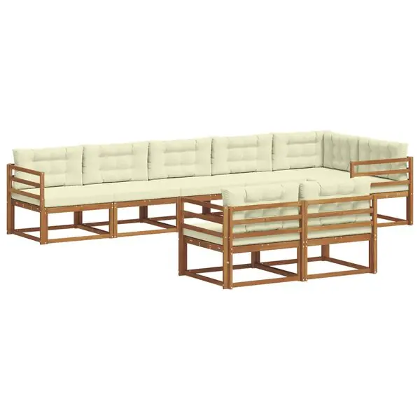 Outlet vidaXL Utomhussoffset med kudde 8 pcs Naturlig och Grädde