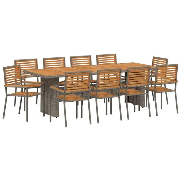 vidaXL Trädgårdsmöbelset 11 pcs Grå och Brun konstrotting Beställ idag