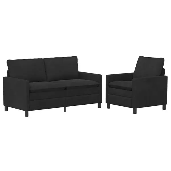 Extra rabatt vidaXL Soffset 2 pcs Svart Sammet