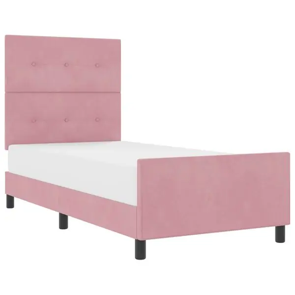 vidaXL Bäddfjäder med huvudgavel Rosa 80 x 200 cm Sammet Populär