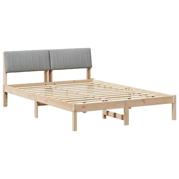 Kundfavorit vidaXL Sängram Brun och ljusgrå 135 x 190 cm Massiv furu