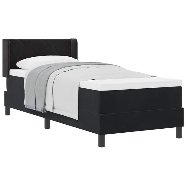 vidaXL Bäddfjäder med huvudgavel Svart 200 x 80 cm Sammet Outlet