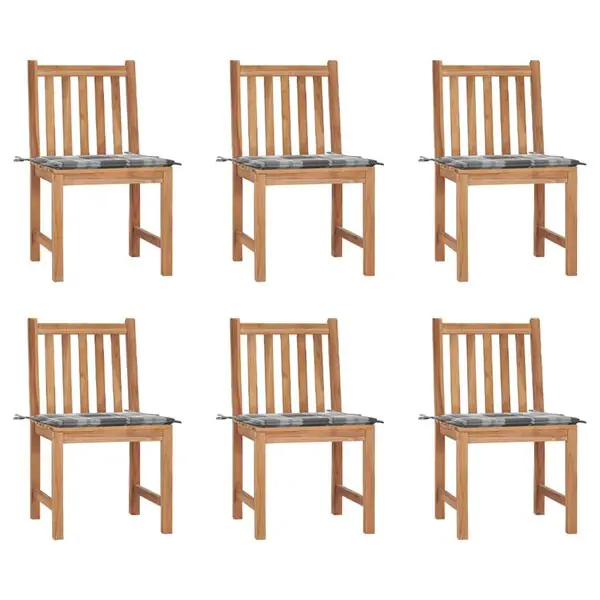 Kundfavorit vidaXL Trädgårdsstolar 6 st med dynor massiv teak