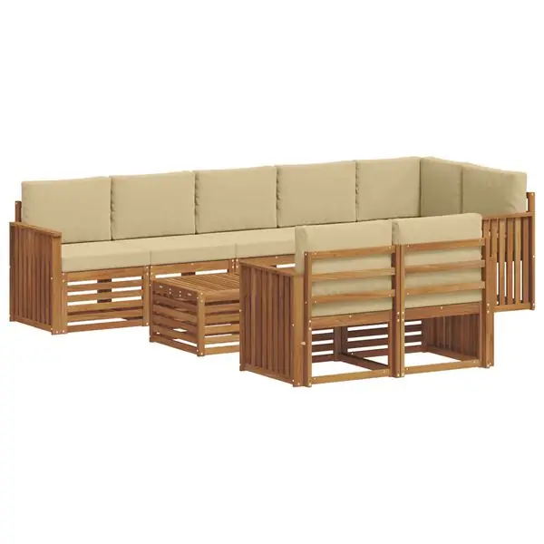 Fynd vidaXL Soffgrupper 9 pcs Naturlig och Beige Massivt Akaciaträ