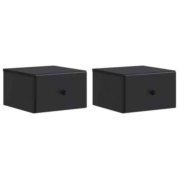 vidaXL Väggmonterat Sängbord med låda 2 pcs Svart 34,5 x 33 x 20 cm Beställ idag