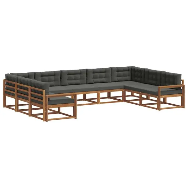 vidaXL Utomhussoffset med kudde 9 pcs Naturlig och Antracit Erbjudande