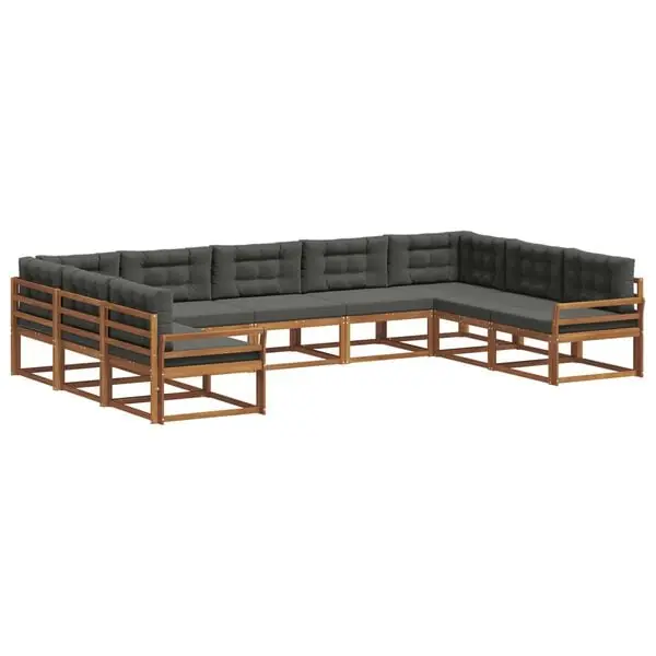 vidaXL Utomhussoffset med kudde 9 pcs Naturlig och Antracit Endast denna vecka