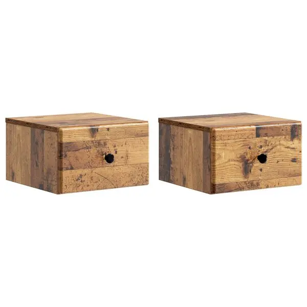 vidaXL Väggmonterat Sängbord 2 pcs Gammalt trä 34,5 x 33 x 20 cm Nedsatt pris