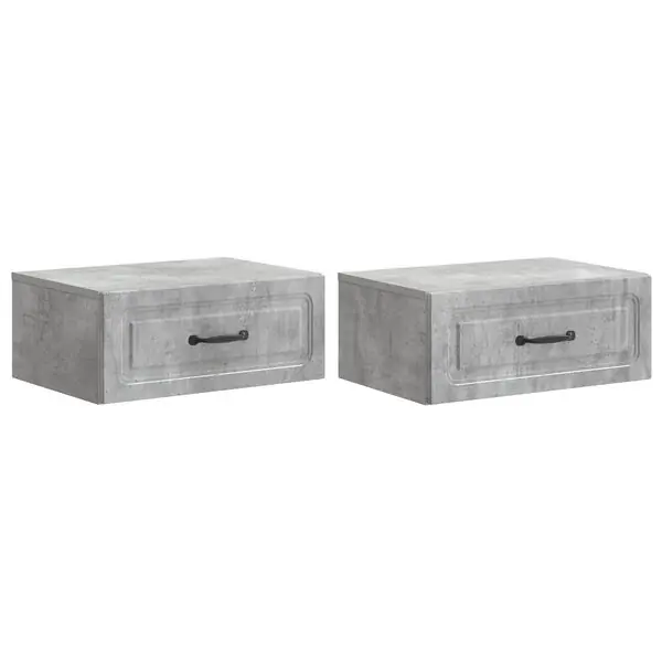 vidaXL Väggmonterat Sängbord 2 pcs Betonggrå 49 x 34,5 x 20 cm Billig