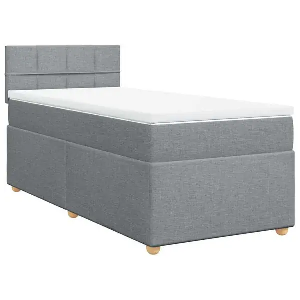 Handla nu vidaXL Ramsäng med madrass ljusgrå 80x200 cm tyg