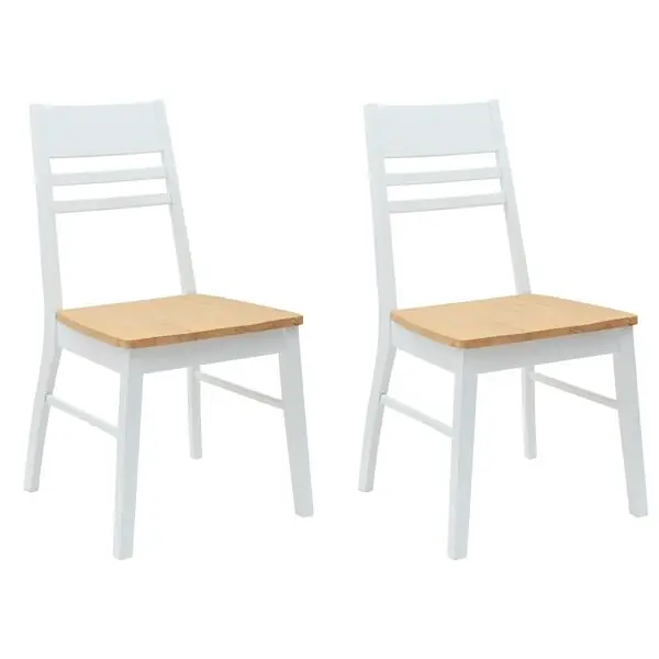 Begränsat erbjudande vidaXL Matstolar 2 pcs Vit 43 x 54 x 89 cm Massiv Gummiträ