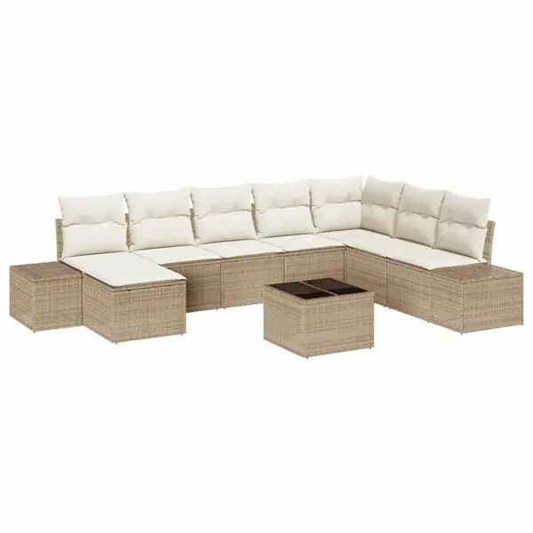 vidaXL Trädgårdsoffset 8 pcs Beige och gräddfärgad konstrotting Kampanj