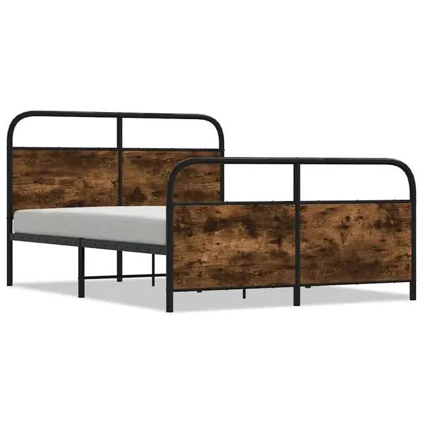 Populärt val vidaXL Sängram utan madrass metall rökfärgad ek 137x190 cm