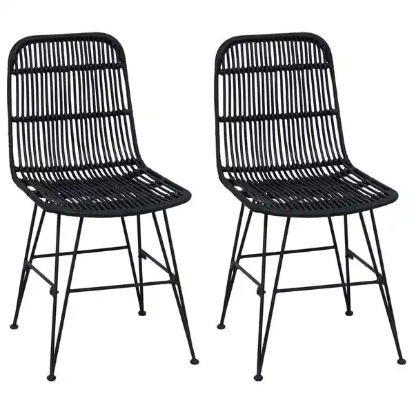Kampanjpris vidaXL Matsalsstol 2 pcs Svart 41 x 55 x 85 cm Rattan och Stål