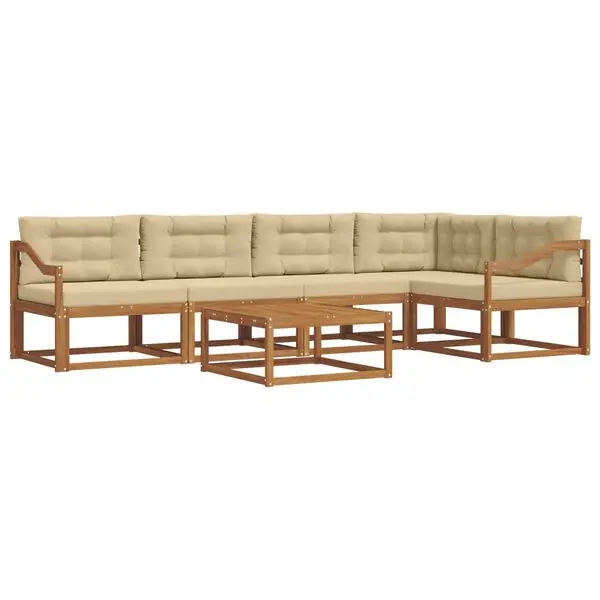 vidaXL Utomhussoffset med kudde 6 pcs Naturlig och Beige Snabb frakt