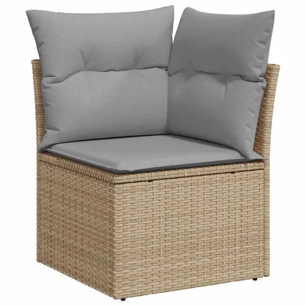 vidaXL Trädgårdsoffset med lagring 7 pcs Beige Poly rattan Säker betalning
