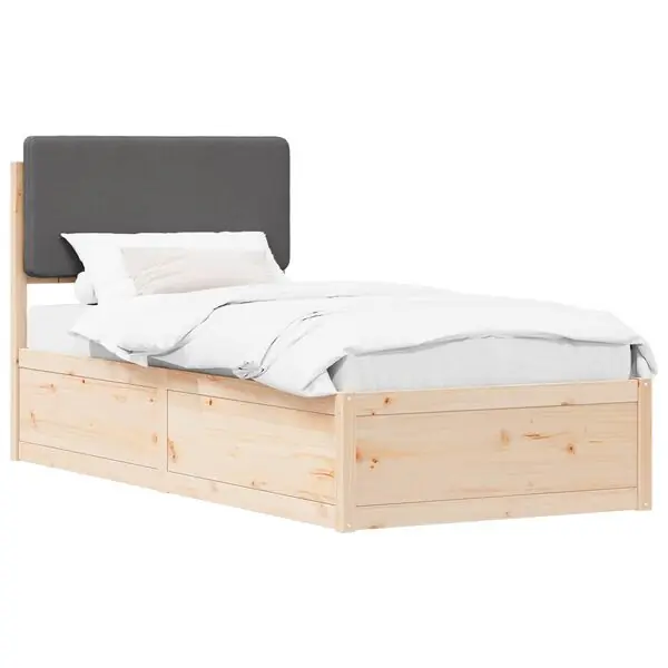 Fynd vidaXL Sängram med Klädd Huvudgavel Mörkgrå 100 x 200 cm Massiv furu