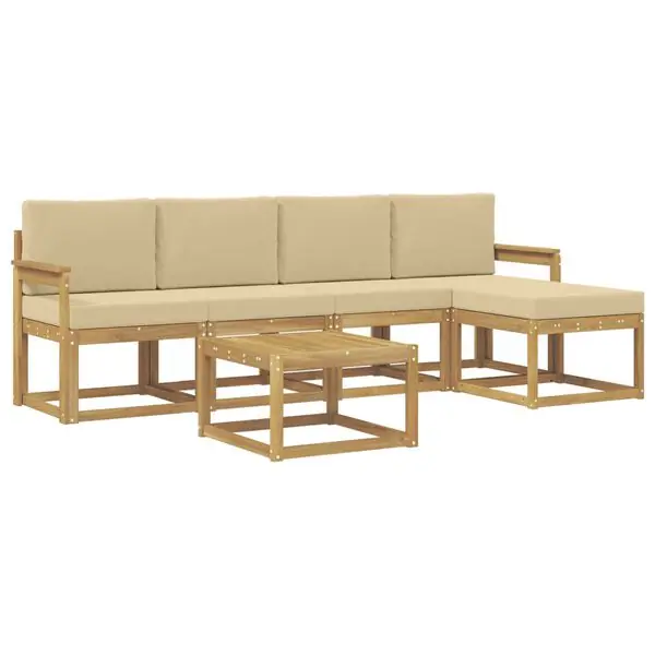 Reapris vidaXL Utomhussoffset med kudde 6 pcs Vit och Beige