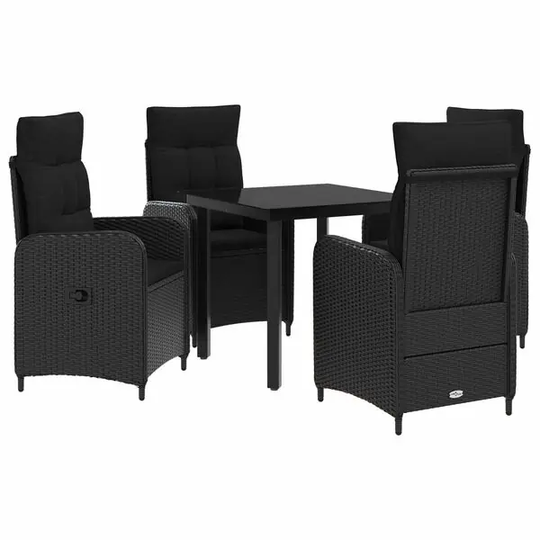 vidaXL Soffbord Set 5 pcs Svart PE rotting och pulverlackerad stål Rabatter