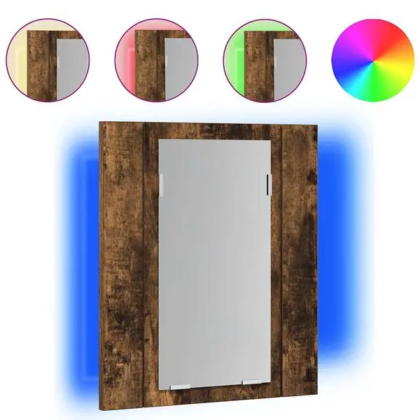 Utförsäljning vidaXL Spegelskåp för badrum LED rökig ek 40x12x45 cm konstruerat trä