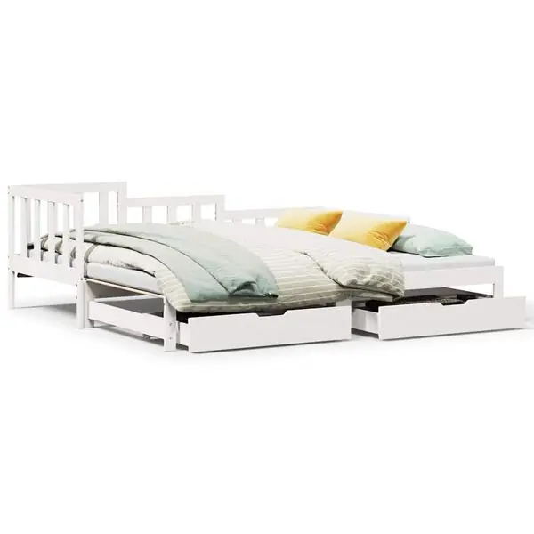 vidaXL Dagbädd utdragbar med lådor utan madrass vit 90x190 cm Fynd