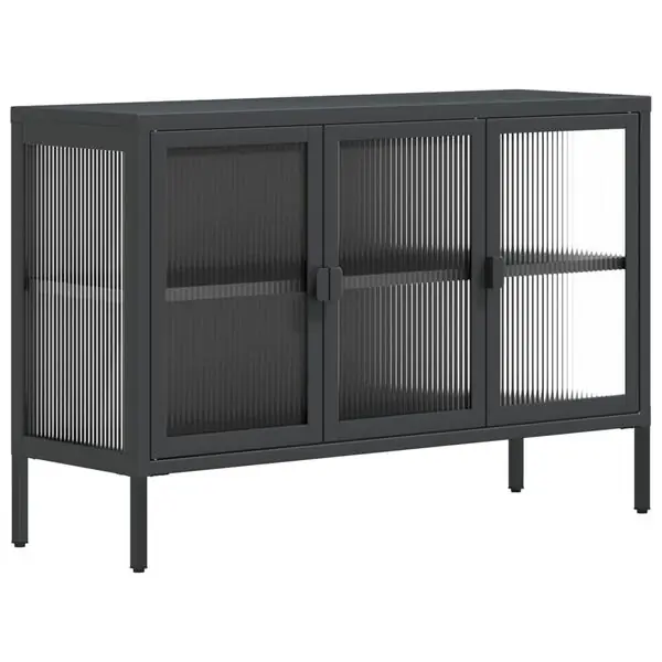 vidaXL Skänk svart 105x35x70 cm glas och stål Begränsad tid