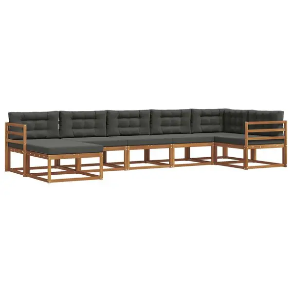 Sista chansen vidaXL Utomhussoffset med kudde 7 pcs Naturlig och Antracit