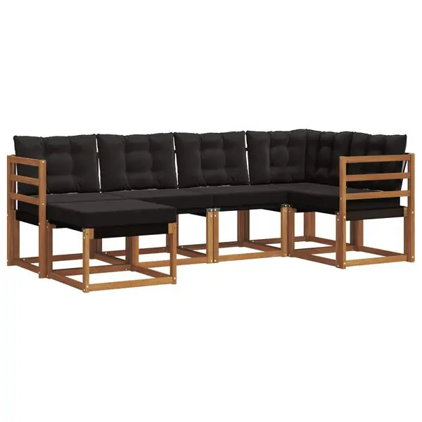 vidaXL Utomhussoffset med kudde 6 pcs Naturlig och svart Lågt pris