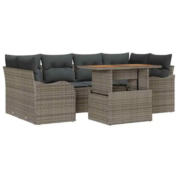 Expressleverans vidaXL Trädgårdsoffset med lagring 7 pcs Grå Poly rattan