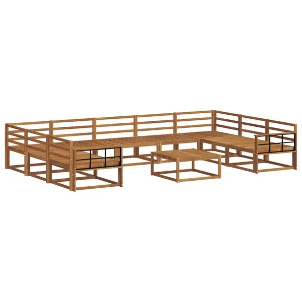 Nyhet vidaXL Utomhussoffset 10 pcs Naturfärg Massivt Akaciaträ