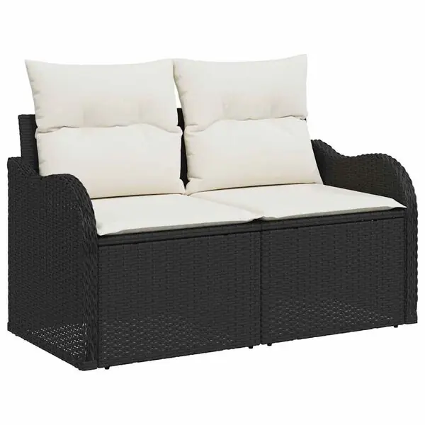 vidaXL Trädgårdsoffa med kudde Svart 121 x 62 x 69cm konstrotting Expressleverans