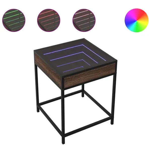 Bästa pris vidaXL Soffbord med Infinity LEDs brun ek 40x40x51 cm