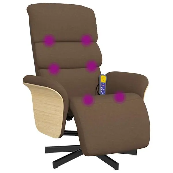Säker betalning vidaXL Massagefåtölj med fotstöd brun tyg