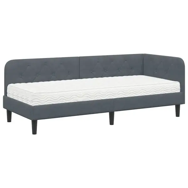 vidaXL Hörn Sängram Mörkgrå 80 x 200 cm Sammet Fynd
