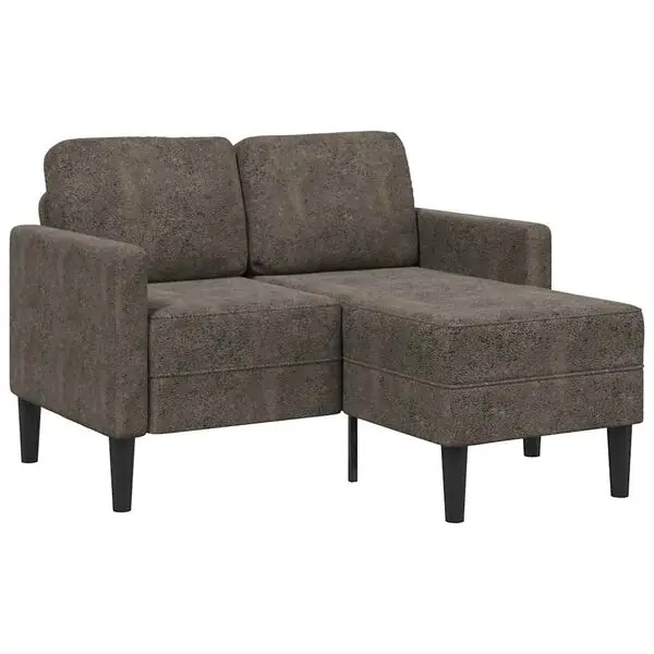 Extra rabatt vidaXL 2-sitssoffa med schäslong L-formad mörkgrå 125 cm konstläder