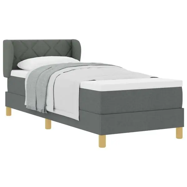 Begränsat antal vidaXL Bäddfjäder med madrass med huvudgavel Mörkgrå 80 x 200 cm tyg