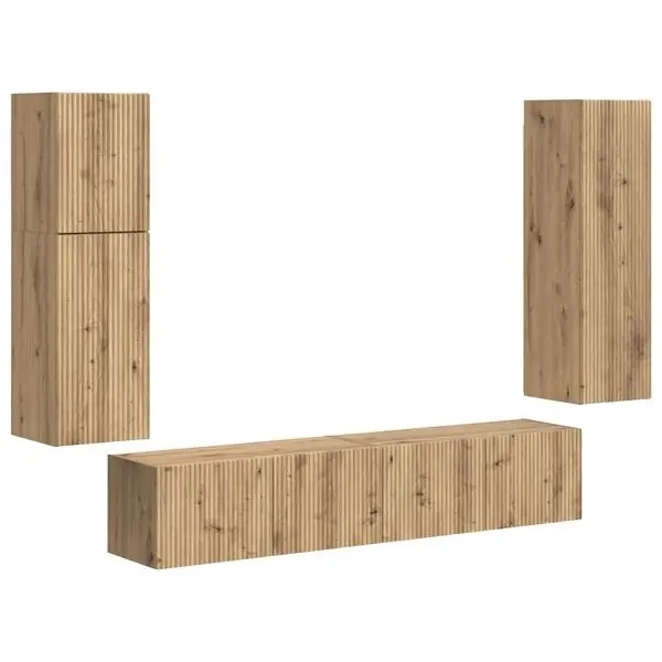 Populär vidaXL TV-bänkset Väggmonterad 4 pcs Artisan Ek Konstruerat trä