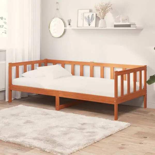 Bästa pris vidaXL Dagsäng Vaxbrun och Vit 90 x 200 cm Massiv Furu och Polyester