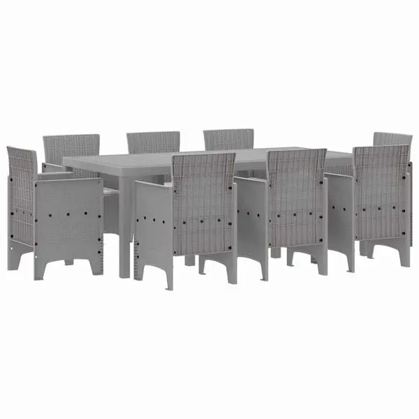 Sista chansen vidaXL Trädgårdsmöbelset 9 pcs Ljusgrå Polypropylen