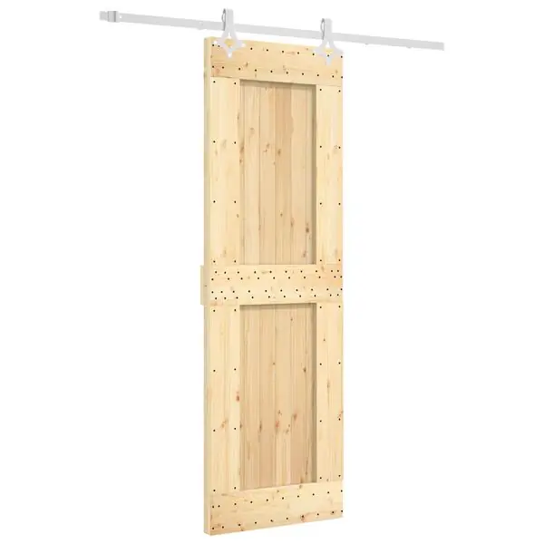 Rea vidaXL Skjutdörr Naturlig och vit 70 x 210 cm Massiv furuträdörr