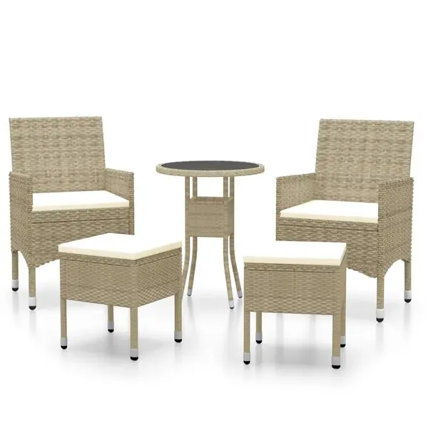 vidaXL Loungegrupp för trädgården 5 delar konstrotting beige Nedsatt pris