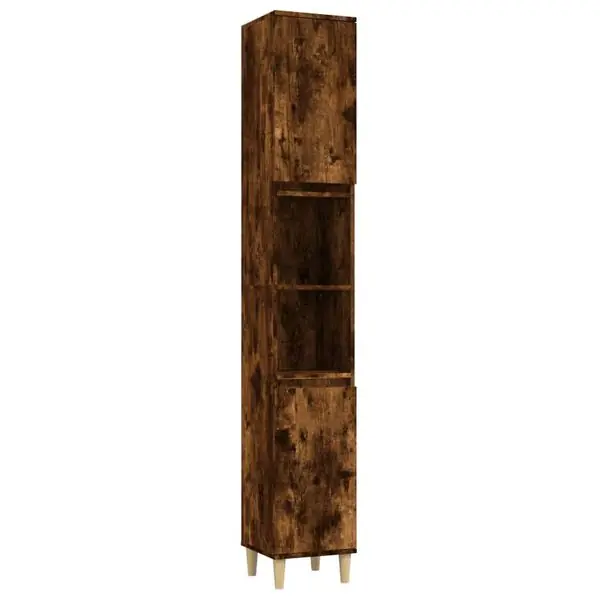 Outlet vidaXL Badrumsskåp rökfärgad ek 30x30x190 cm konstruerat trä