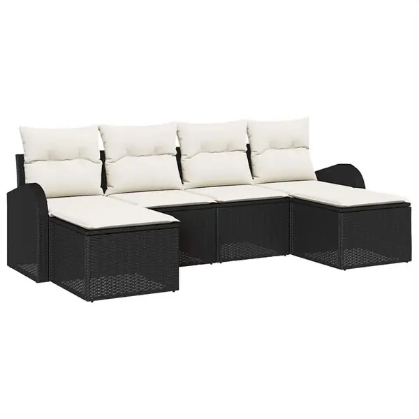 vidaXL Soffset med kudde med lagring 6 pcs Svart och Vitt konstrotting Sista chansen