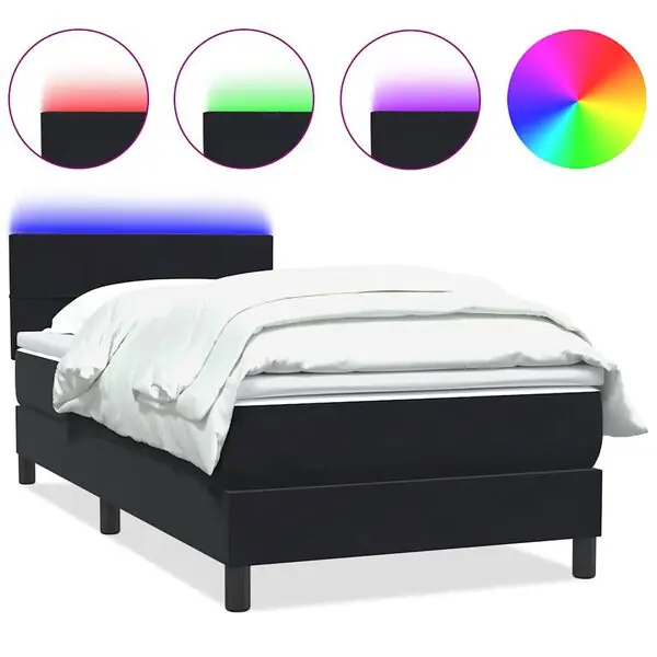 vidaXL Resårsäng med madrass och LED svart 80x220 cm sammet Erbjudandepris